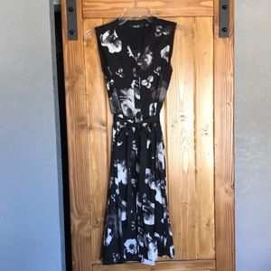 Woman’s black and white floral dress